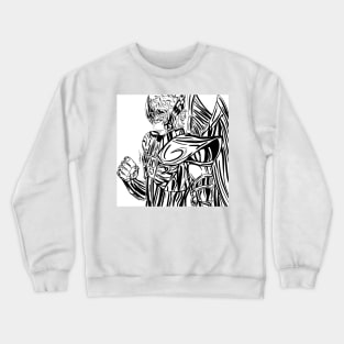 sagittarious zodiac gold saint in ecopop retro anime style Crewneck Sweatshirt